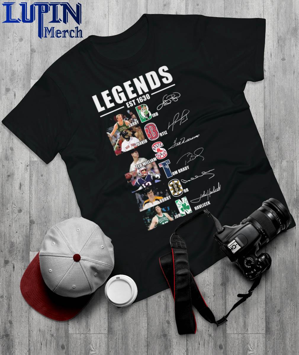 Legends Est 1630 Larry Bird David Ortiz Ted Williams and John Havlicek  signatures shirt, hoodie, sweater, long sleeve and tank top