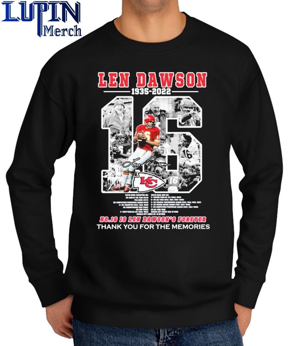 Len Dawson 1935 2022 Kansas city chiefs thank you for the memories  signature shirt, hoodie, sweater, long sleeve and tank top