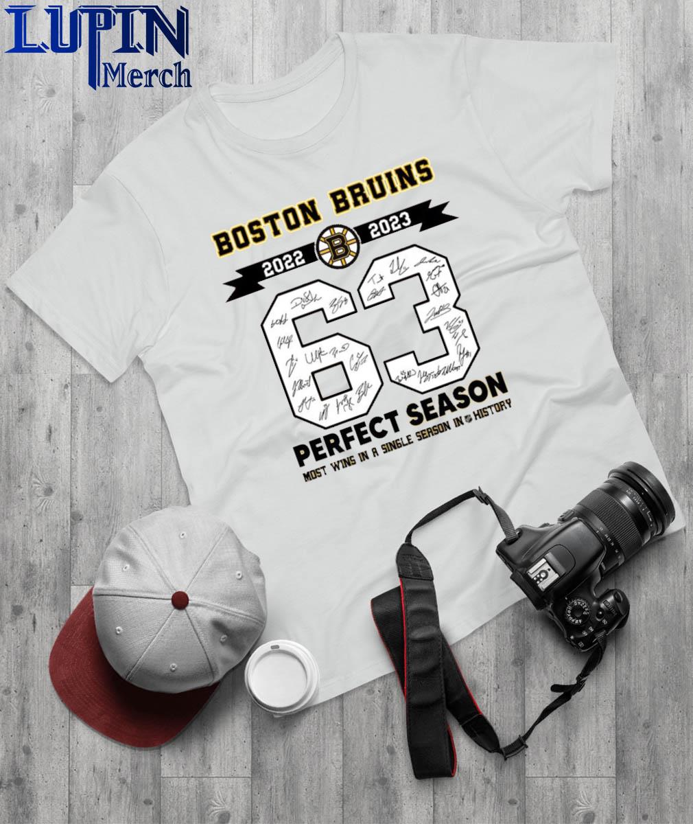 Boston Bruins 2022-2023 63 perfect season most wins in a single season in  history Signature Shirt, hoodie, longsleeve, sweatshirt, v-neck tee