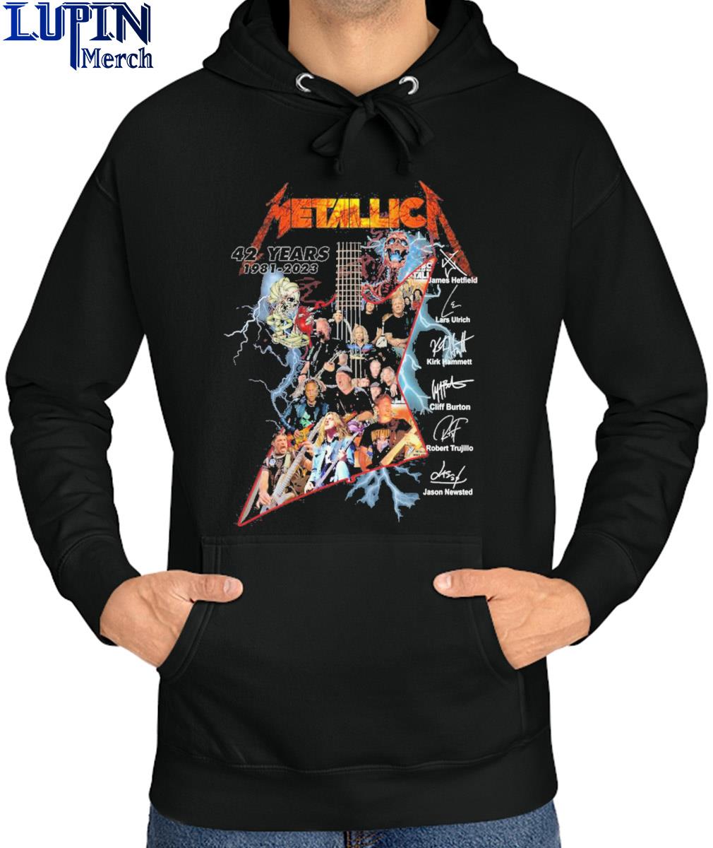 Official Metallica 42 Years 1981-2023 Guitar signatures shirt, hoodie,  longsleeve, sweatshirt, v-neck tee