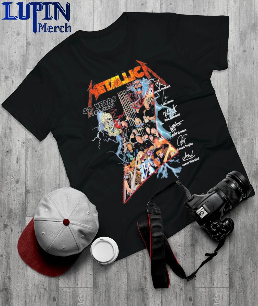 Official Metallica 42 Years 1981-2023 Guitar signatures shirt, hoodie,  longsleeve, sweatshirt, v-neck tee