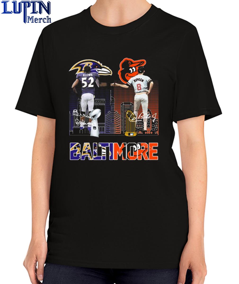 Baltimore Sport Team Ray Lewis and Cal Ripken Jr. Baltimore Skyline  signatures shirt, hoodie, sweater, long sleeve and tank top