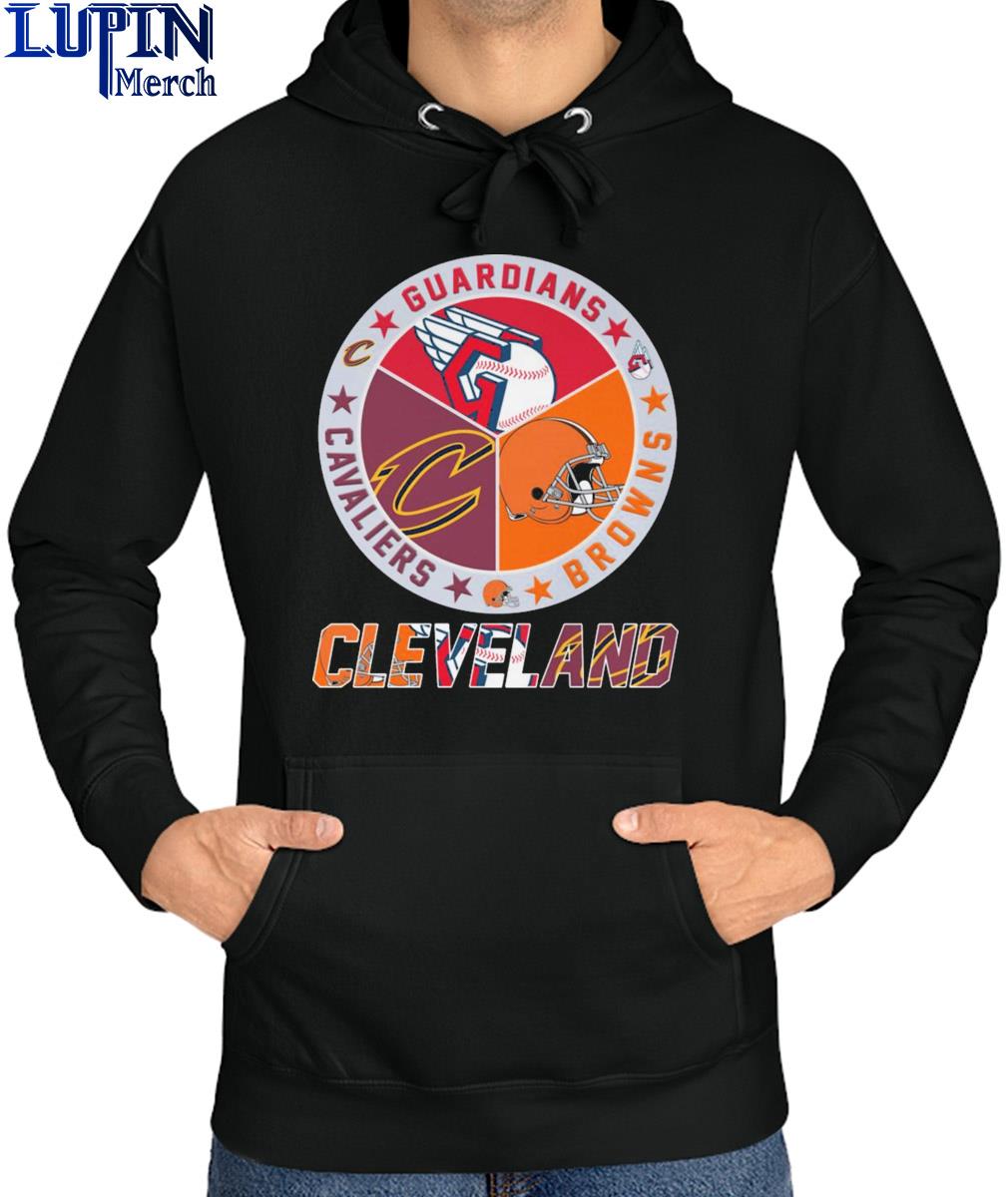 Cleveland Browns Guardians Cavaliers Monsters 4 teams sports circle logo  shirt, hoodie, sweater, long sleeve and tank top