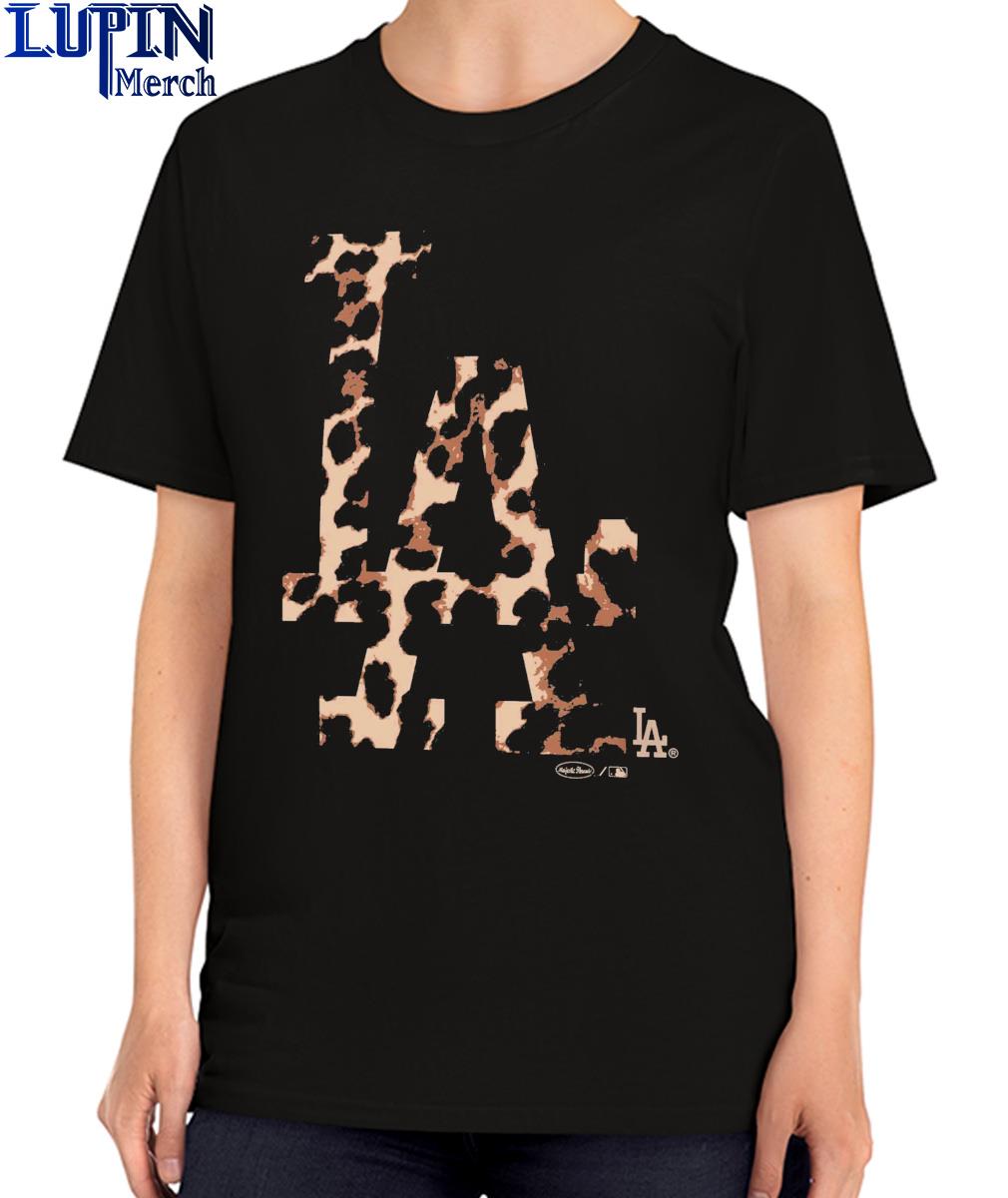 Women's Los Angeles Dodgers Profile White Plus Size Leopard T-Shirt