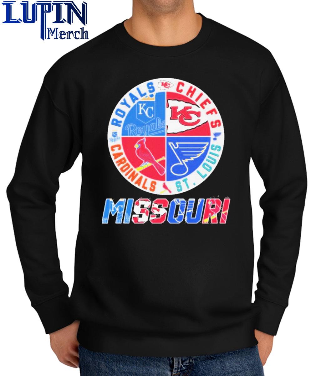 Official missouri Kansas City Chiefs Royals ST Louis Cardinals And Blue T  Shirt, hoodie, sweater, long sleeve and tank top