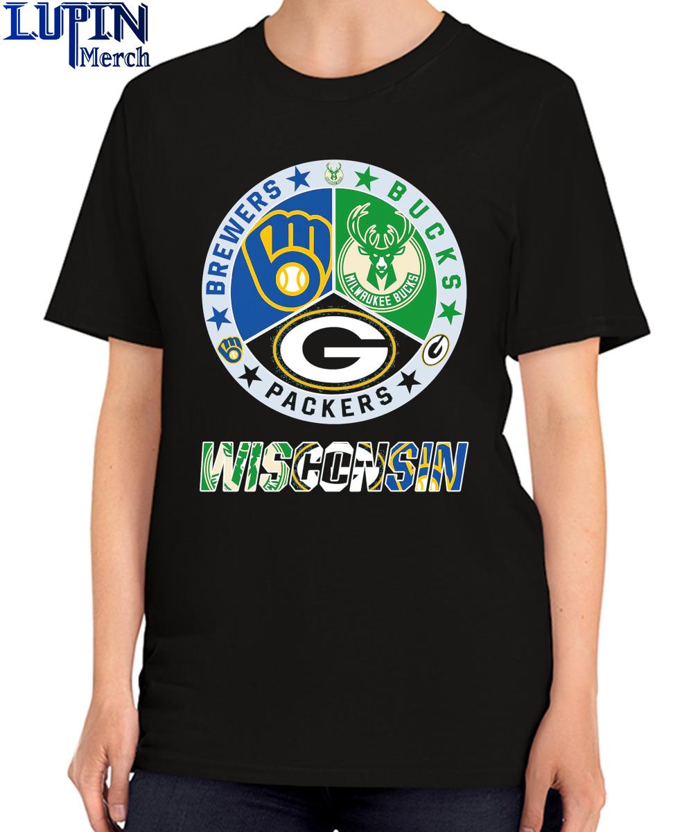 Official Wisconsin Green Bay Packers Brewers Milwaukee Bucks Logo Shirt,  hoodie, sweater, long sleeve and tank top