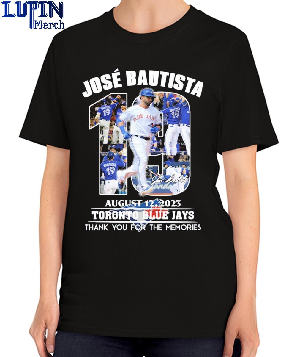 Jose Bautista August 12, 2023 Toronto Blue Jays Thank You For The Memories  Signature T-shirt,Sweater, Hoodie, And Long Sleeved, Ladies, Tank Top