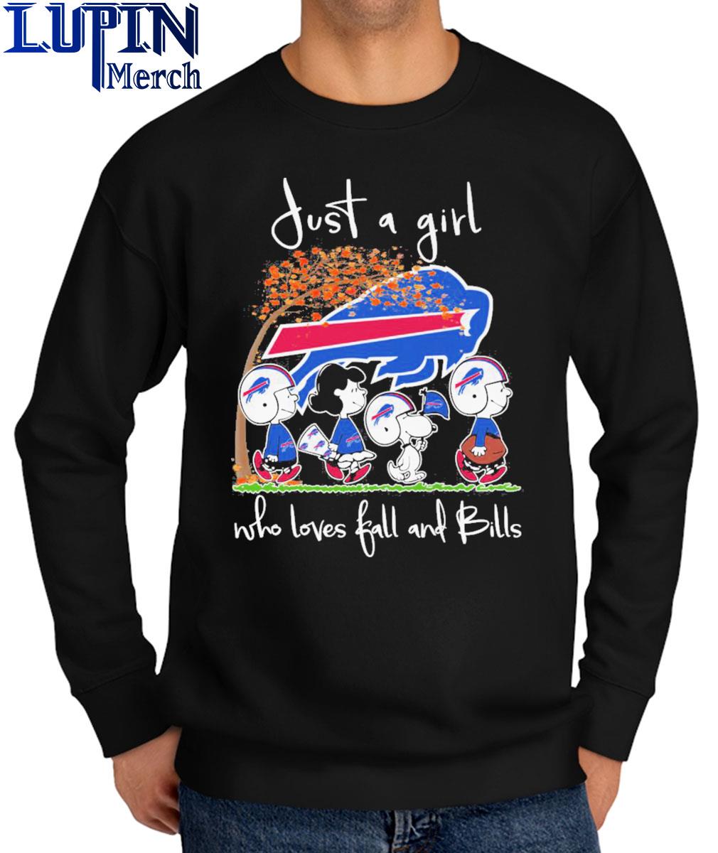 Snoopy Peanuts Just A Girl Who Loves Fall And Buffalo Bills Shirt, hoodie,  sweater, long sleeve and tank top