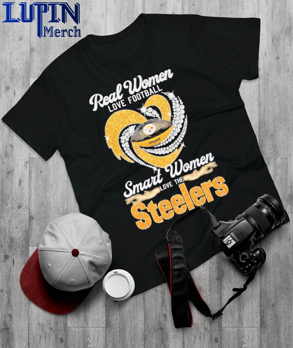 Real Women Love Football Smart Women Love The Pittsburgh Steelers Heart  Diamond 2023 T Shirt