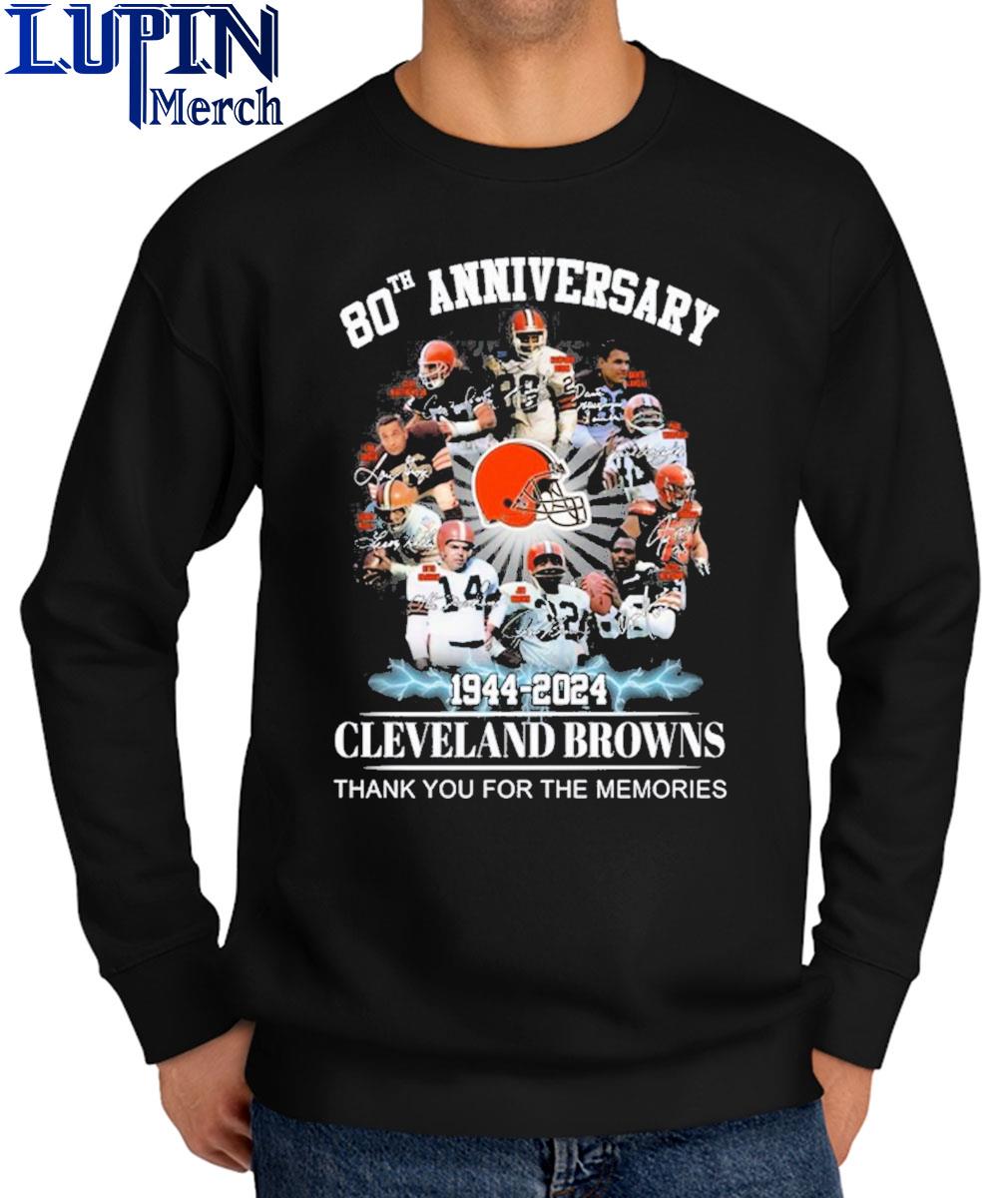 80th anniversary 1944 2024 cleveland browns thank you for the memories  shirt, hoodie, longsleeve tee, sweater