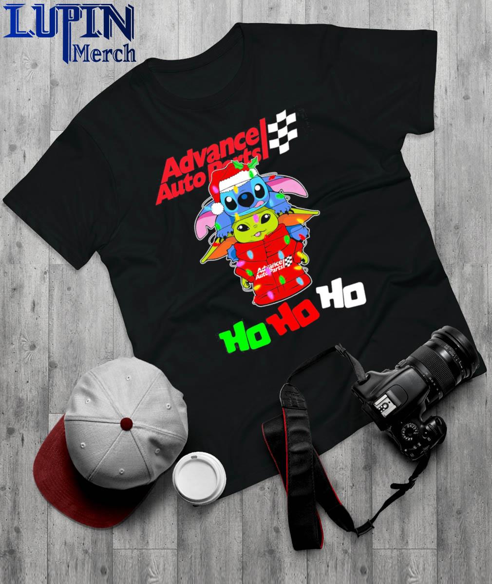 Official Advance Auto Parts Santa Yoda and Stitch Ho Ho Ho Christmas Shirt
