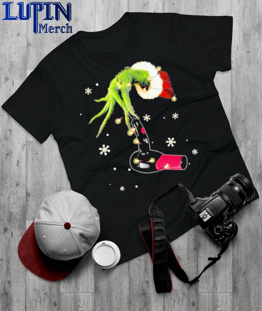 Official Grinch Hand Holding Hair Dryers Christmas Shirt