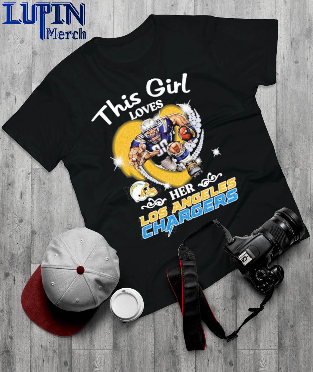 Design This girl loves her Los Angeles Chargers mascot heart shirt, hoodie,  sweater, long sleeve and tank top