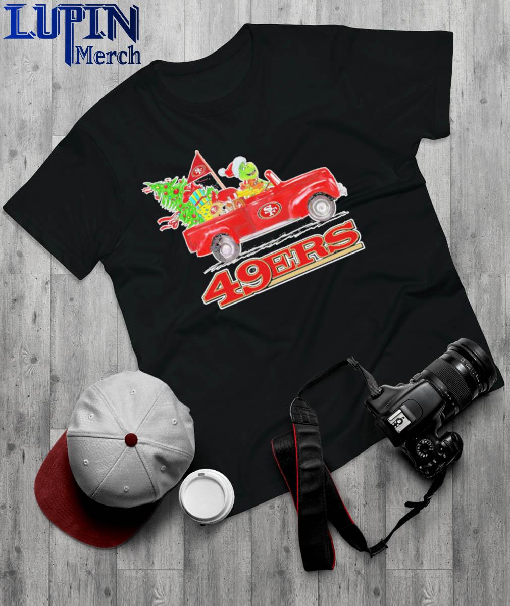 Official Santa Grinch driving car San Francisco 49ers merry christmas shirt