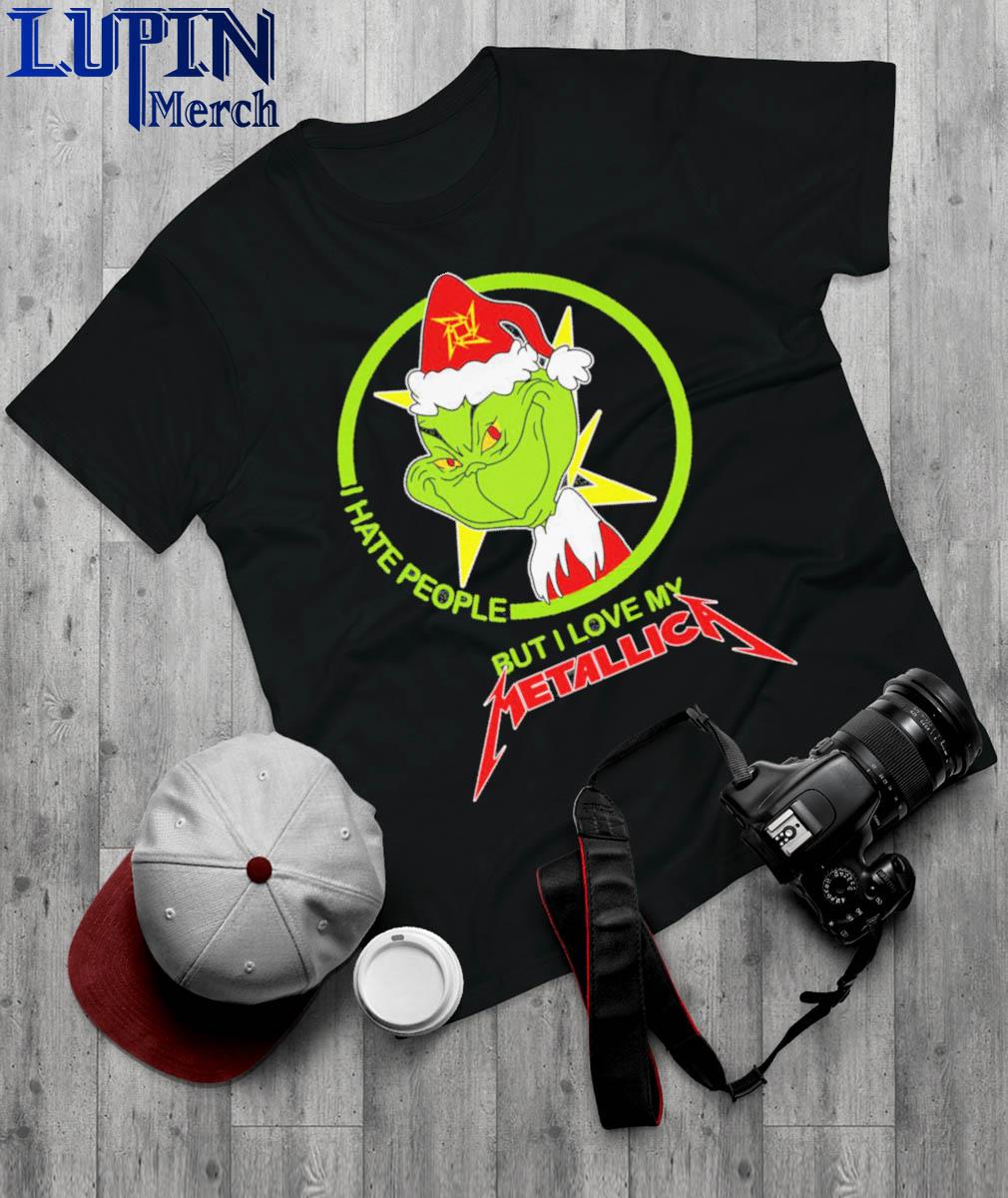 Official Santa Grinch I hate people Metallica merry christmas shirt