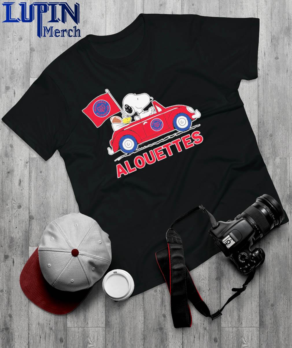 Official Snoopy and Woodstock driving car Montreal Alouettes Shirt